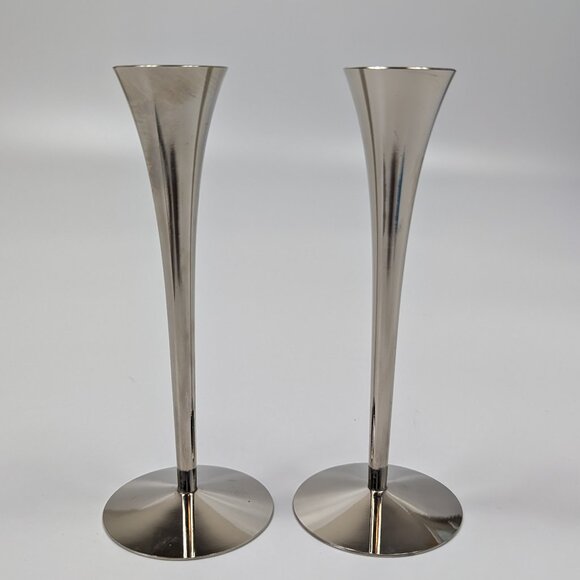Arthur Salm Solingen Germany Vintage 1960s MCM Silver Candlesticks Set of 2 - Picture 1 of 6